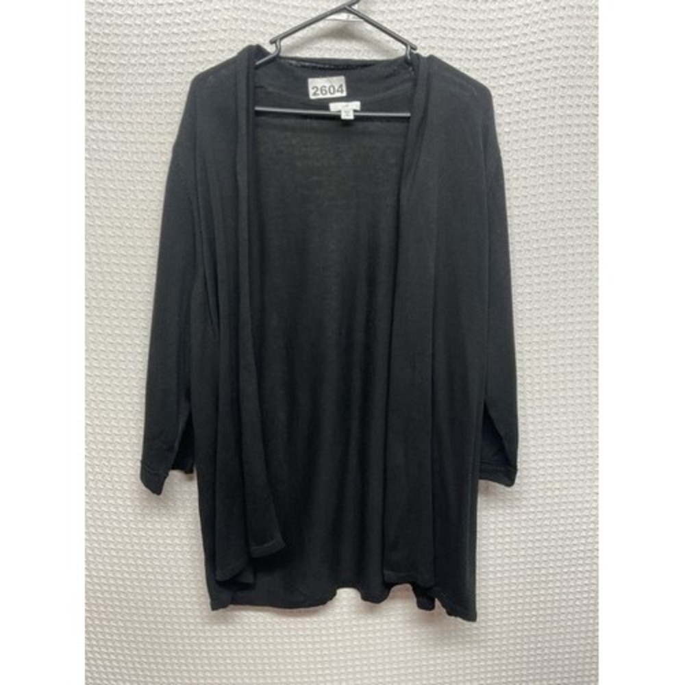 J. Jill Black Knit Open Front Coastal Chic Cardigan Women 3X China Linen/Rayon